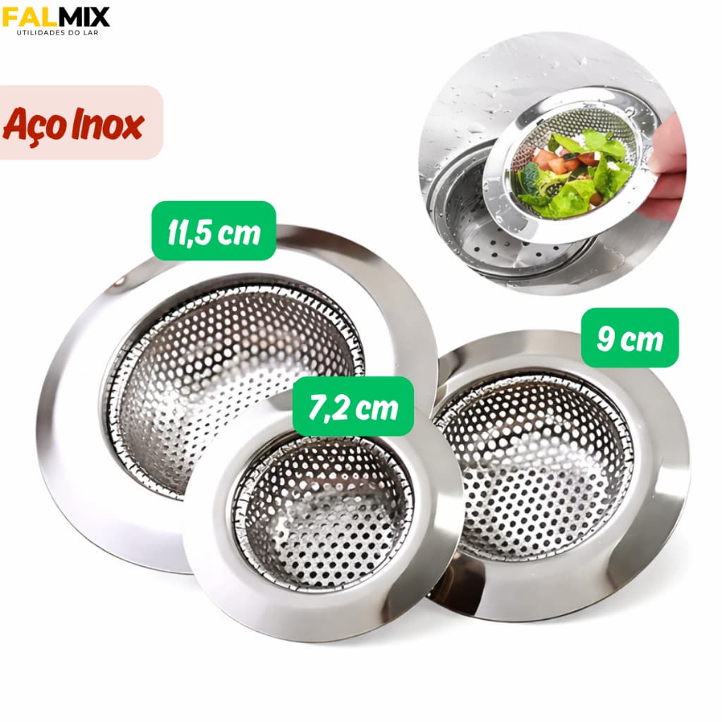 Ralo Para Pia Inox Filtro Anti Entupimento Cozinha