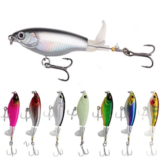 ISCA ARTIFICIAL MEIA ÁGUA / SUPERFÍCIE 8CM 15GR COM HÉLICE WHOPPER PLOPPER PARA PESCA - 01 UNIDADE