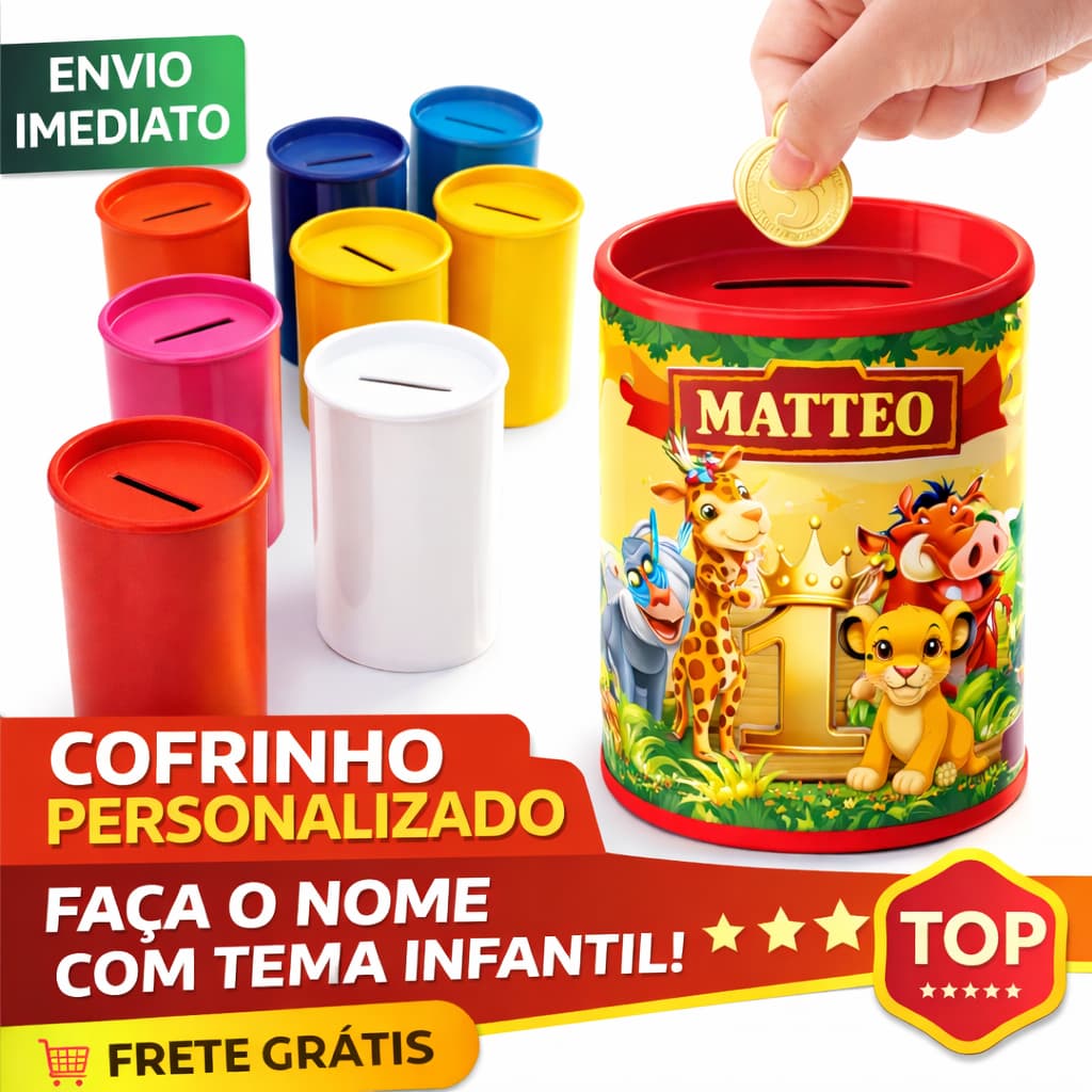Kit 65 Rótulo Adesivo Tema Rei Leão Personalizado cofrinho/bolinha de sabão/Tubete Aniversário, Lembrancinha