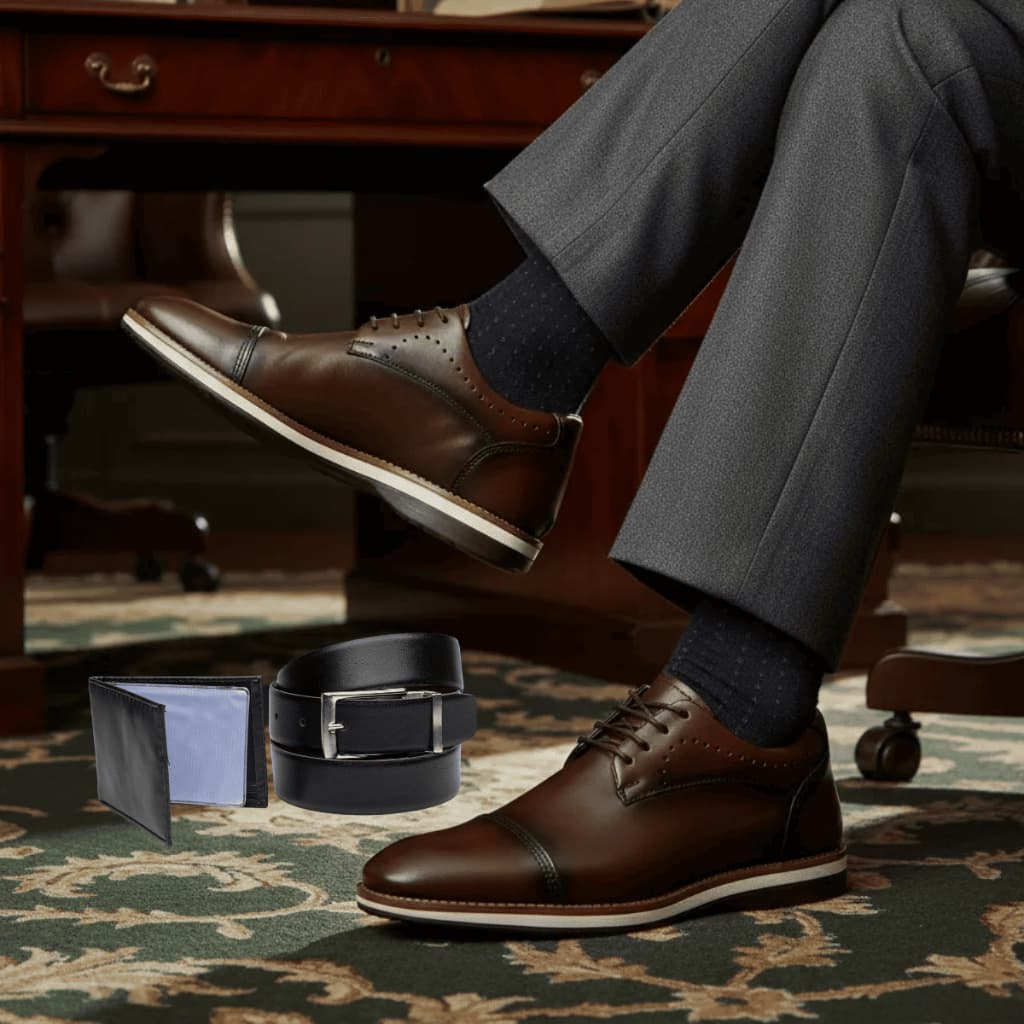 Sapato Social Cinto Carteira Masculino Oxford Santiago Confortável Social Brogue Igreja Casamento