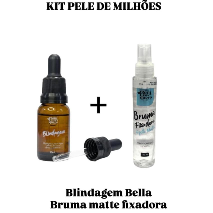 Kit Bruma Fixadora efeito matte - bella + Blindagem Poderosa Diluidor, Fixador Primer  bella 15ML