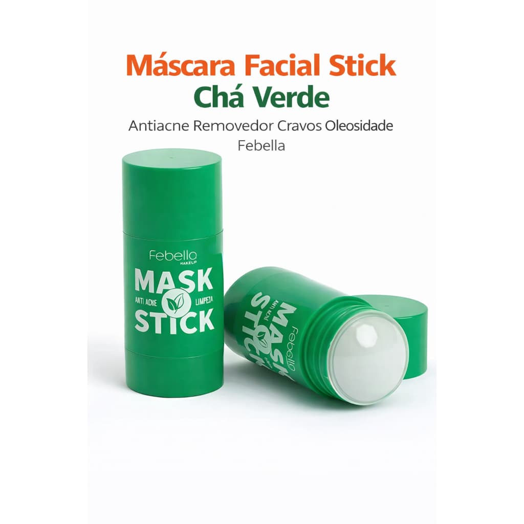 Máscara Facial Stick Antiacne Removedor de Cravos Controle de Oleosidade Chá Verde Febella