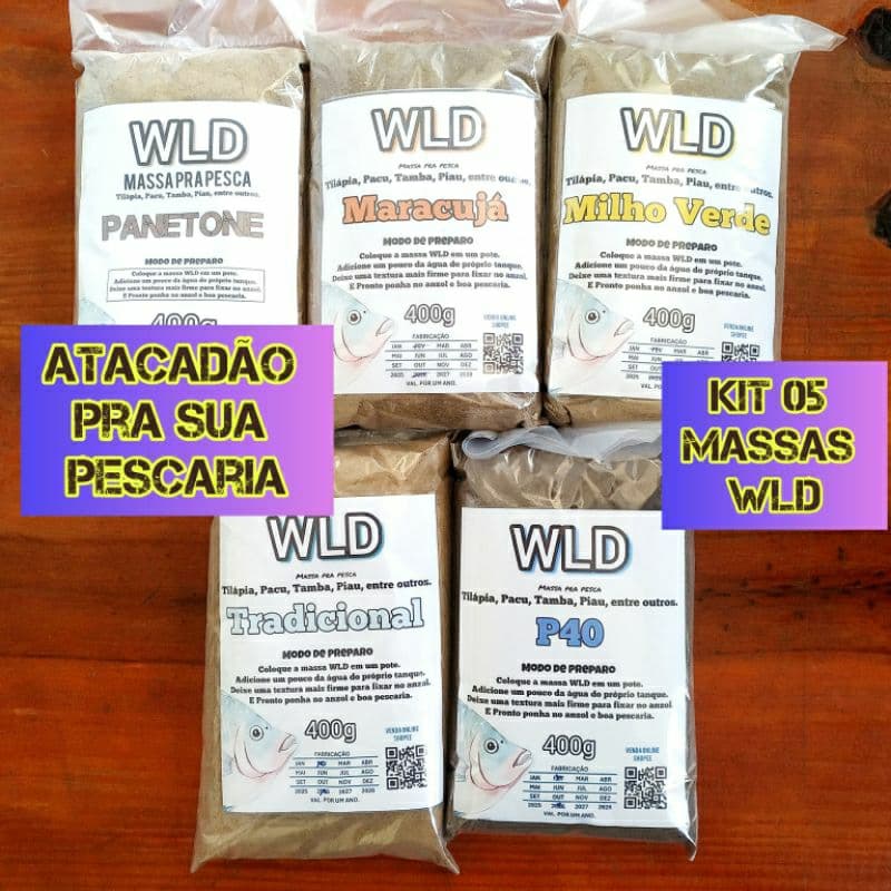 Kit 5 massas marca WLD vem 5 unidades de 400g cada pacote