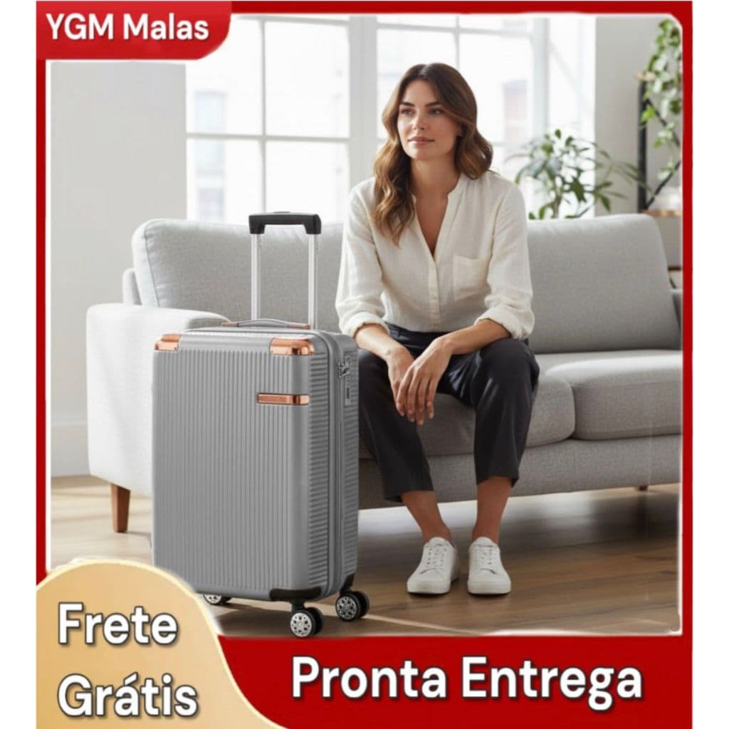 Mala Para Viagem Bordo Bagagem De Mão Expansiva Zíper Dupla Rodas Giro 360 Removíveis Abs Resistente