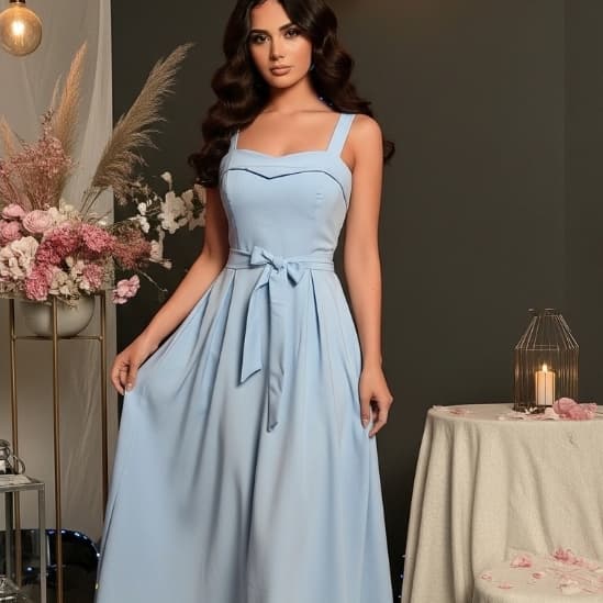 Vestido Longo Alfaiataria Dominick Rodado Com Laço E Lastex - Elegância Minimalista