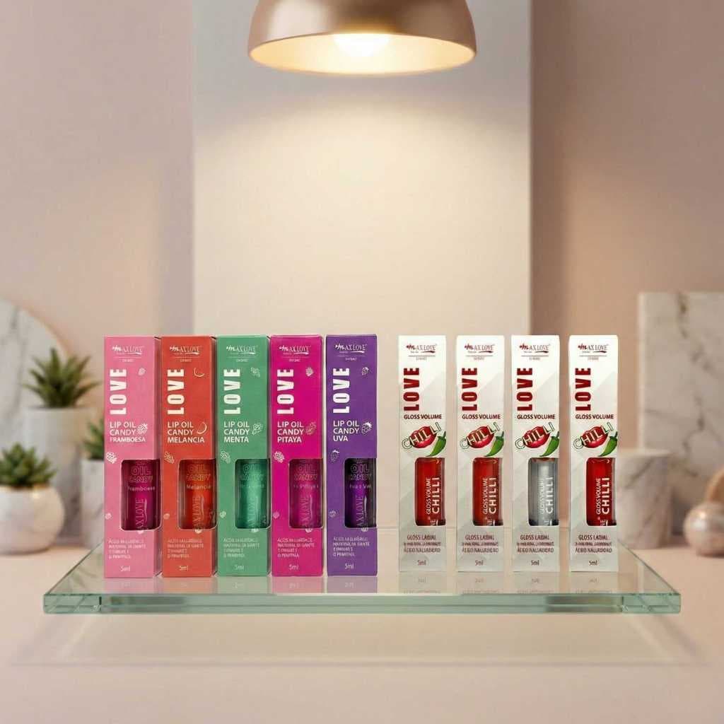 Kit com 1 Lip Oil Candy de 5ml + 1 Gloss Volume Chilli 5ml - Max Love