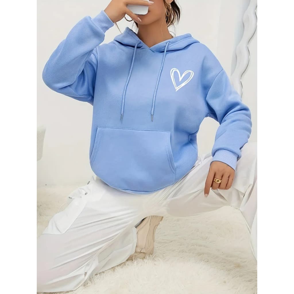 Blusão Feminino Estampado Canguru Moletom Algodão Estiloso Quentinha Blusa De Frio Casual Basico
