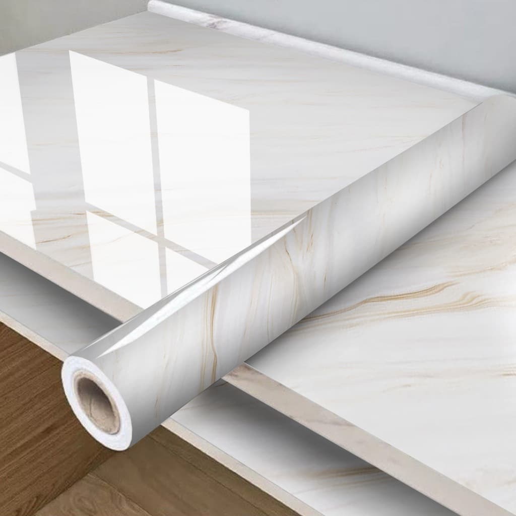 Papel de Parede Mármore Autoadesivo Moderno para Sala  | Quarto | Cozinha Branco Liso
