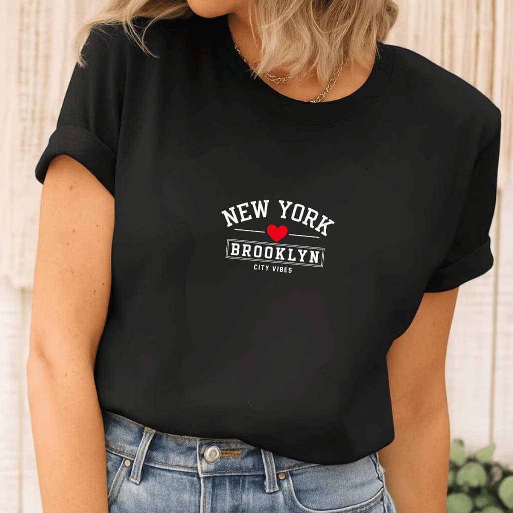 Camiseta Feminina Estampada NY 100% Algodão Confortavel Minimalista Envio Rapido