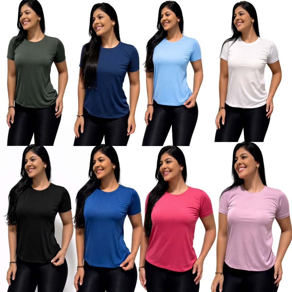 Kit 4 Blusas Feminina Dry Fit Camiseta Academia Camisa Fitness