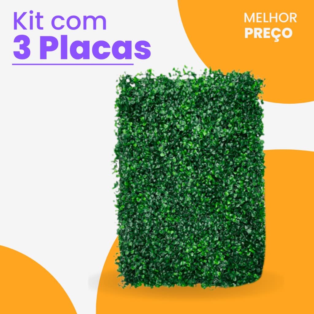 Kit 3 Unidades Placas 40x60 Buchinhos Grama Artificial Jardim Vertical Verde Muro inglês