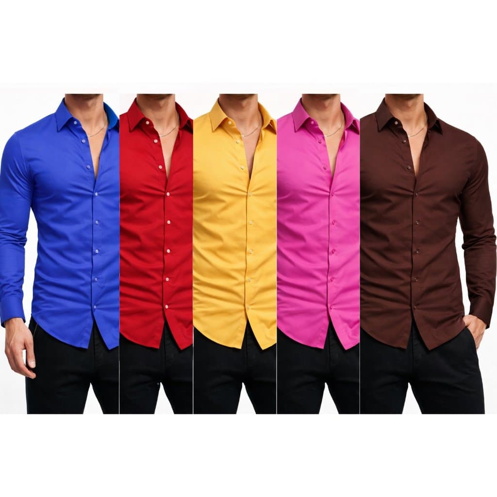 Camisa Social Masculina Manga Longa Slim Fit Tecido Confortavel Variedade De Cores