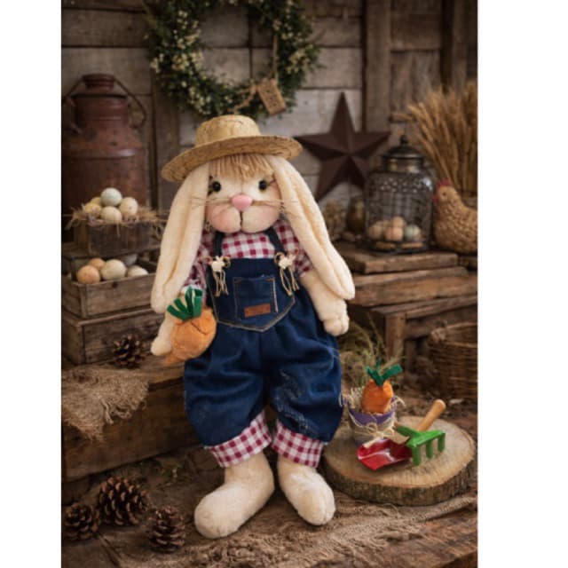 Coelho de Páscoa Decorativo 60cm Farmhouse DECORAÇÃO DE PÁSCOA ENFEITE DE PÁSCOA BUNNY