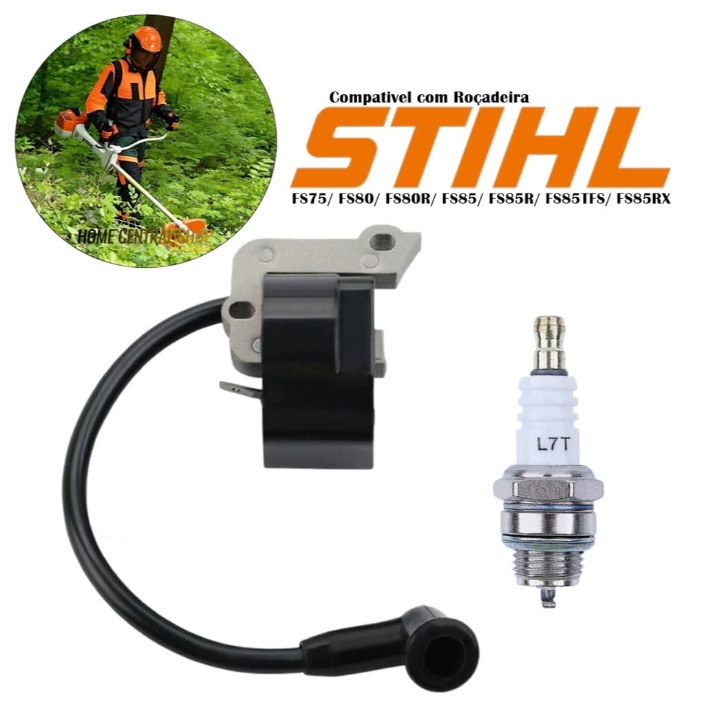 Bobina Modulo De Ignição + Vela Para Roçadeiras Stihl Fs75 Fs80 Fs85