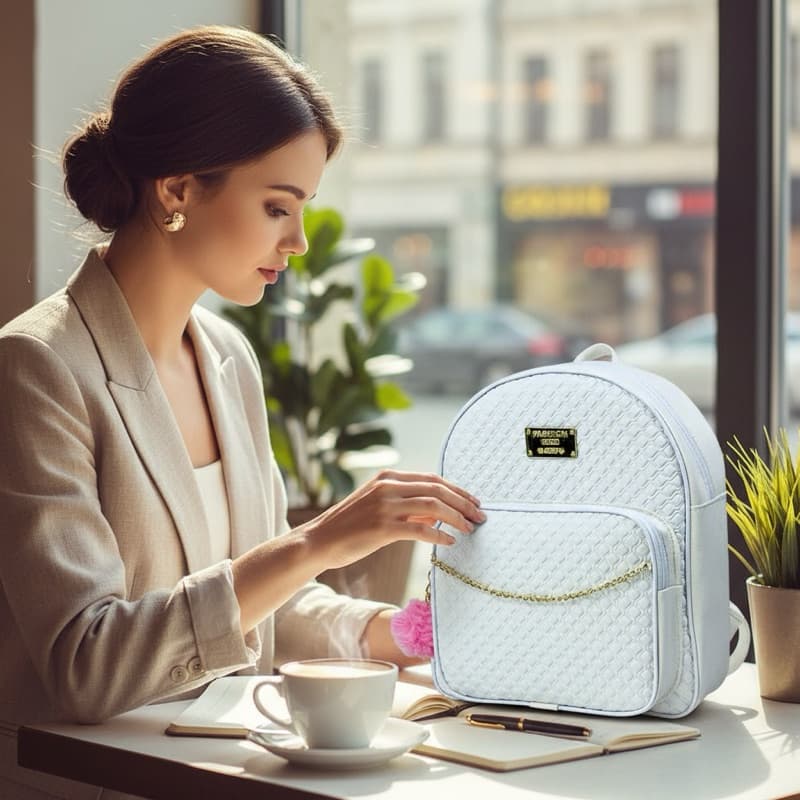 Mochila Feminina Bolsa Mochilinha Blogueirinha da Moda + Chaveiro Pompom Tendência