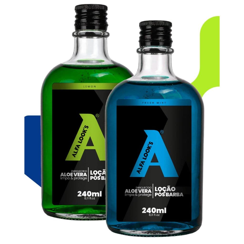 LOÇÃO PÓS BARBA 240ML MENTHOL E LEMON - ALFA LOOKS COM 1 OU 2 UNIDADES