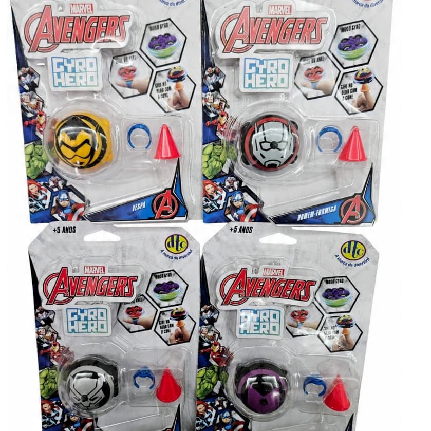 Gyro Hero Avengers – Carro Pião de Batalha Fricção Colecionável Marvel | 4 Heróis Disponíveis