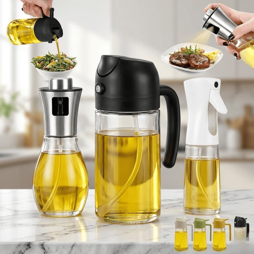 Borrifador Spray Azeite Vidro 180ml 200ml 470ml Dosador Óleo Vinagre Galheteiro Cozinha Air Fryer
