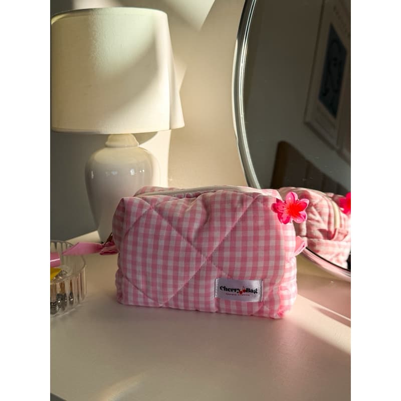 Necessaire Box - Xadrez Rosa