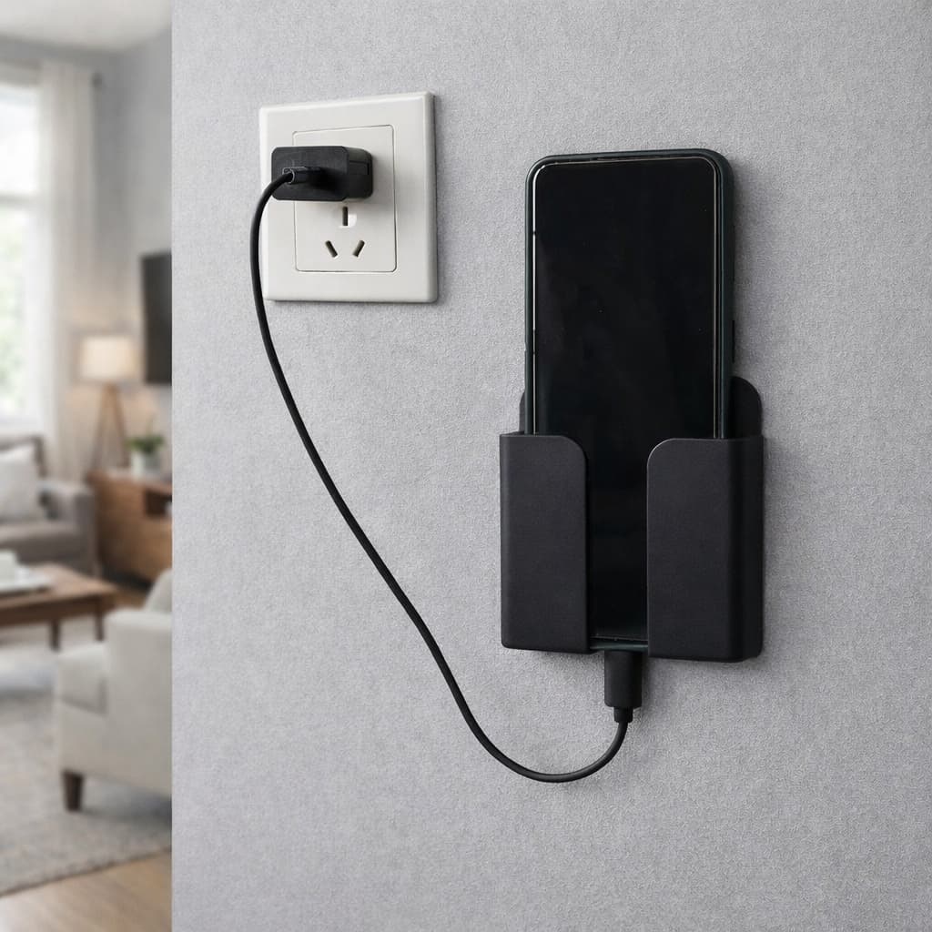 Suporte de Celular para Parede Organizador de Carregador Porta Celular para Tomada Suporte de Smartphone C/ DUPLA FACE