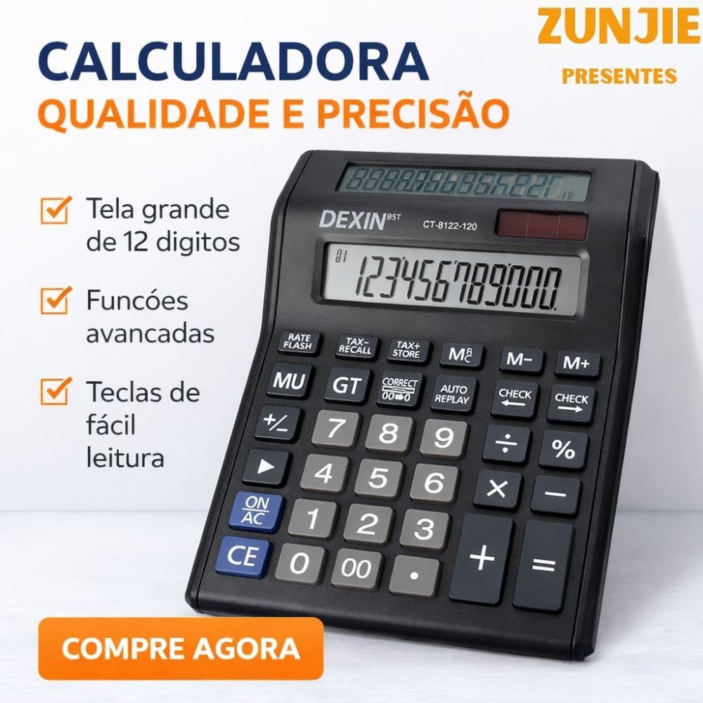 Calculadora Duplo Visor Mesa Comercial 12 Dígitos - CT-8122-120