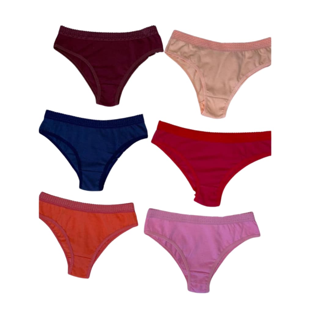 Kit 05 Calcinhas Lisas Infantil Juvenil  Menina Diversas Cores Confortavel Algodão Moda Garotas