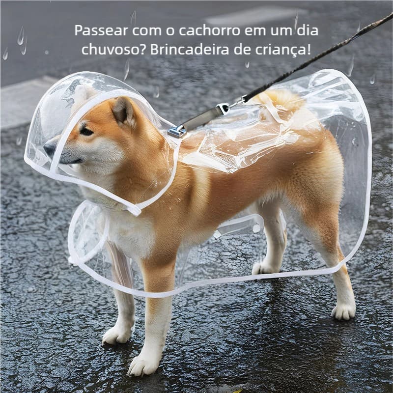 Capa Pet Impermeável Chuva - Proteção para Cachorro Passeio Grande Médio Pequeno Porte