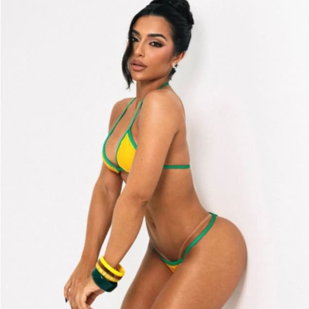 Biquíni Fita Marquinha Duas Cores Fio Dental Calcinha Regulável Moda Praia Para Bronze Brasil Copa