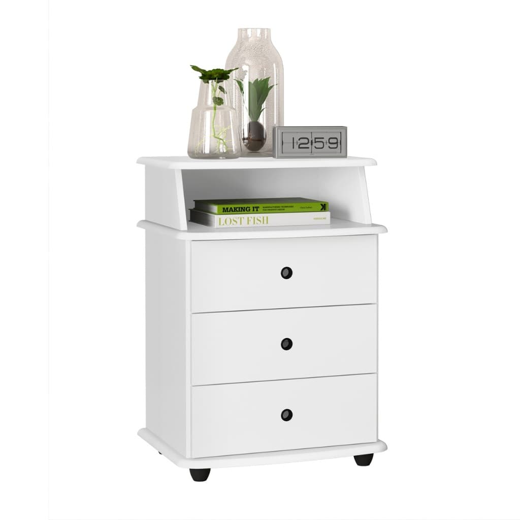 Mesa de Cabeceira Luxo 3 Gavetas e Nicho Criado Mudo Quarto Cama Cores