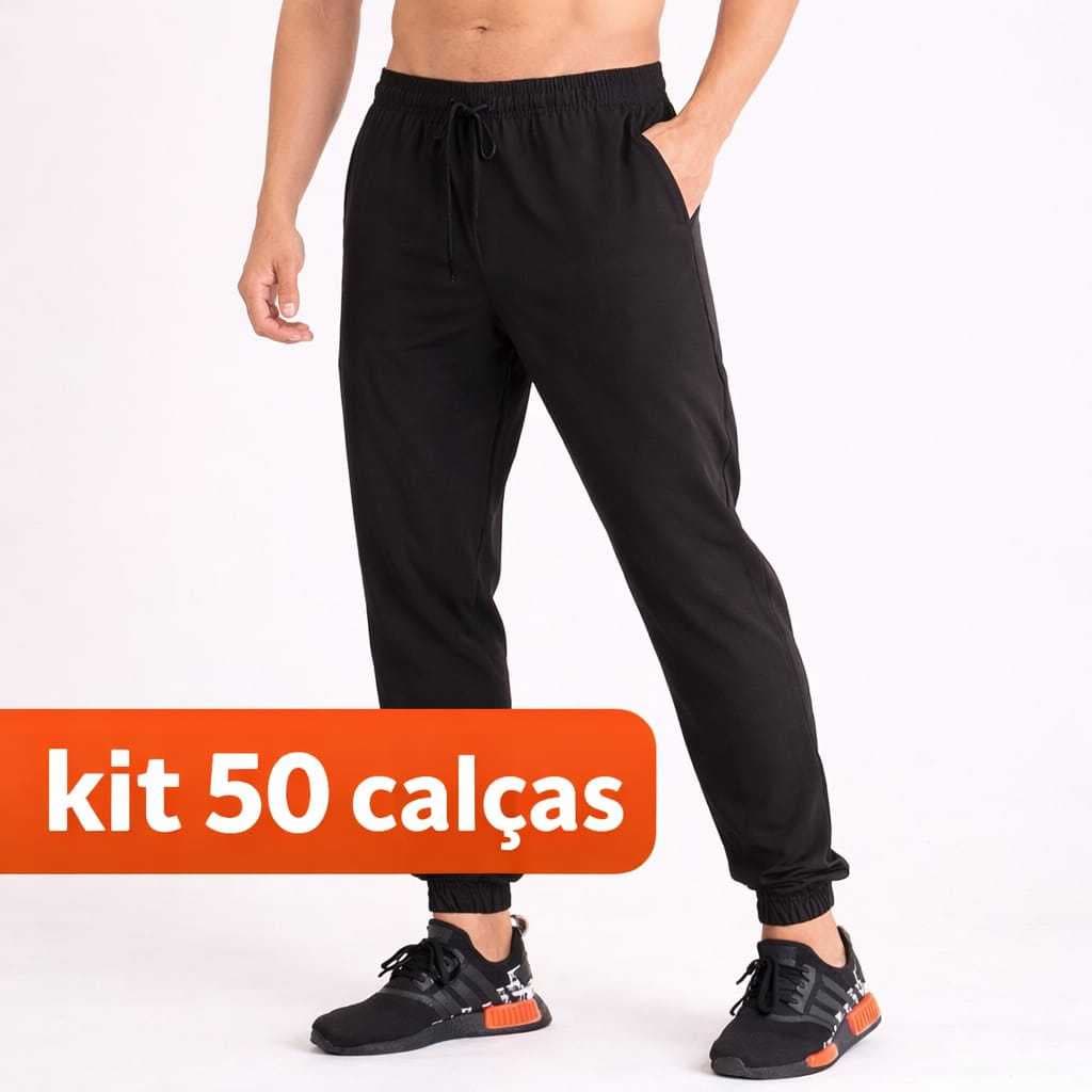KIT 50 Calças jogger tactel com Elastano Masculina Esportiva/Liberdade para seus Treinos e dia a dia