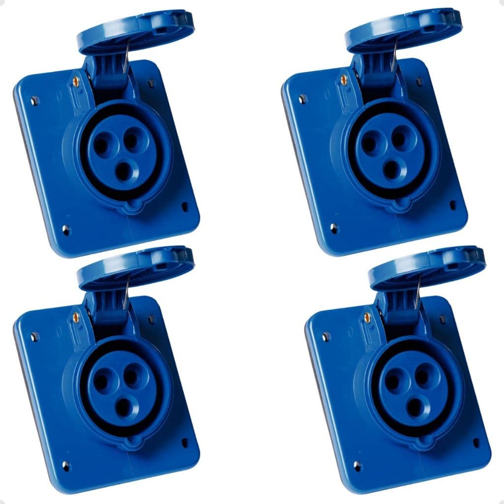 Kit 4 Tomada Industrial De Embutir 2P+T 16A 220-250V 6H IP44
