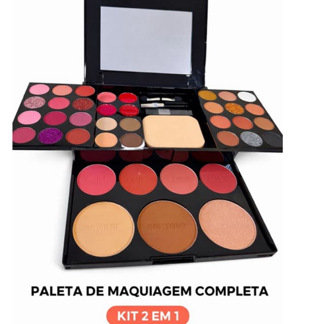 Kit de Maquiagem Completo Sombra, Batom, lush, Pó e Iluminador