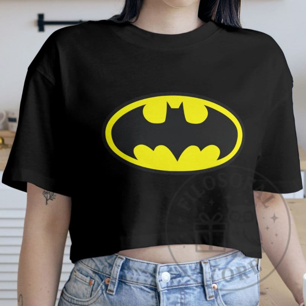 Cropped Batman Símbolo Clássico - Blusinha Feminina Super-heróis 100% Algodão