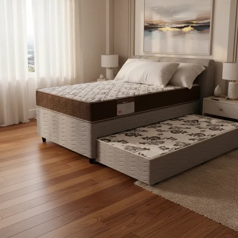 Cama Box com Colchão de Espuma D45 Ortobom ISO 150 + Auxiliar de Espuma Unique Solteiro 88cm