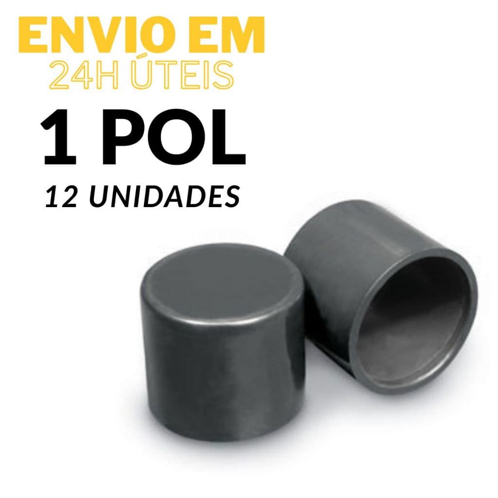 Ponteira Pé Cadeira Pvc Externa 1 Pol 25mm 2,5cm Preta 12 Un Preto
