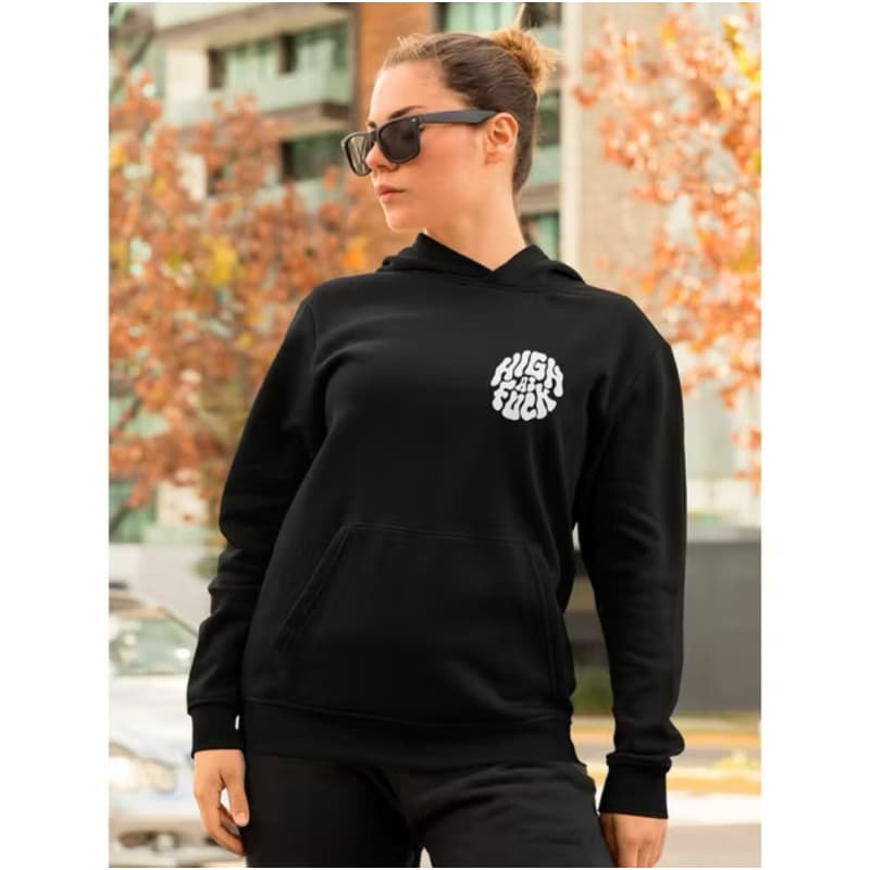Moletom Canguru Unissex High as Fuck Blusa Frio Com bolso Capuz Casaco Feminino Masculino Algodão 38