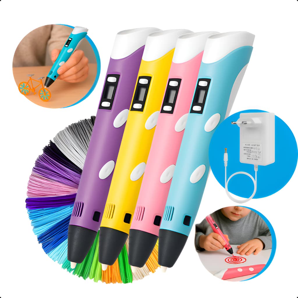 Caneta 3d Com Fonte Infantil + Refil + Com Fonte Especial