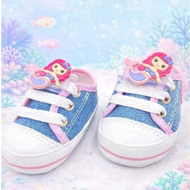 Sapatinho Bebe Sereia Tênis Infantil Menina Recém Nascido Pé no Pano Estilo Leve e Confortável