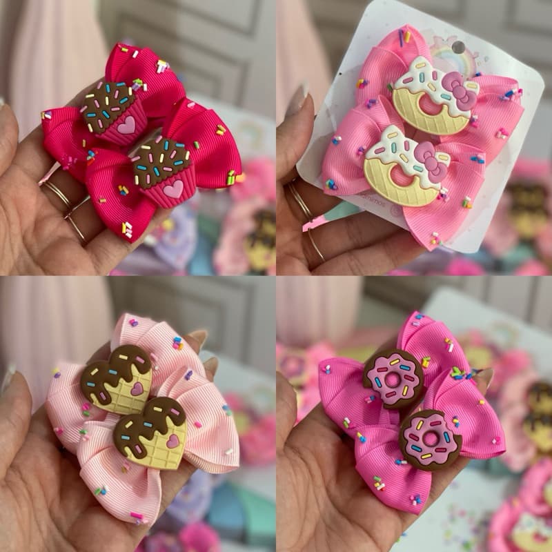 Par de Laços ou Faixinha Doces Laços de doce Para meninas tema Doceria