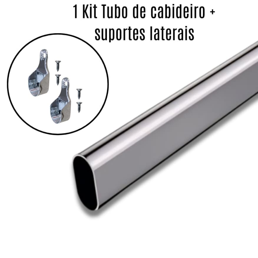 1 Kit Tubo de Cabideiro Oval | Oblongo Arara para guarda-roupas e closets