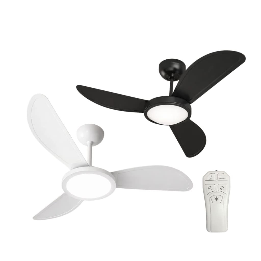 Ventilador de Teto com Controle Remoto LED 110/220V 3 Pás 130W Econômico