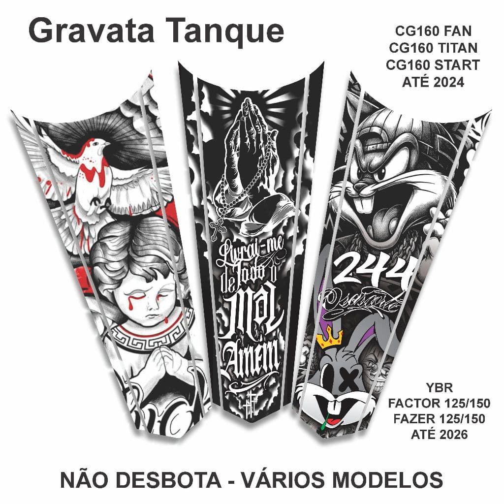 Adesivo Faixa (Gravata) Tanque CGs, Titan, Fan, Start - YBR, Factor 125/150, Fazer 125/150