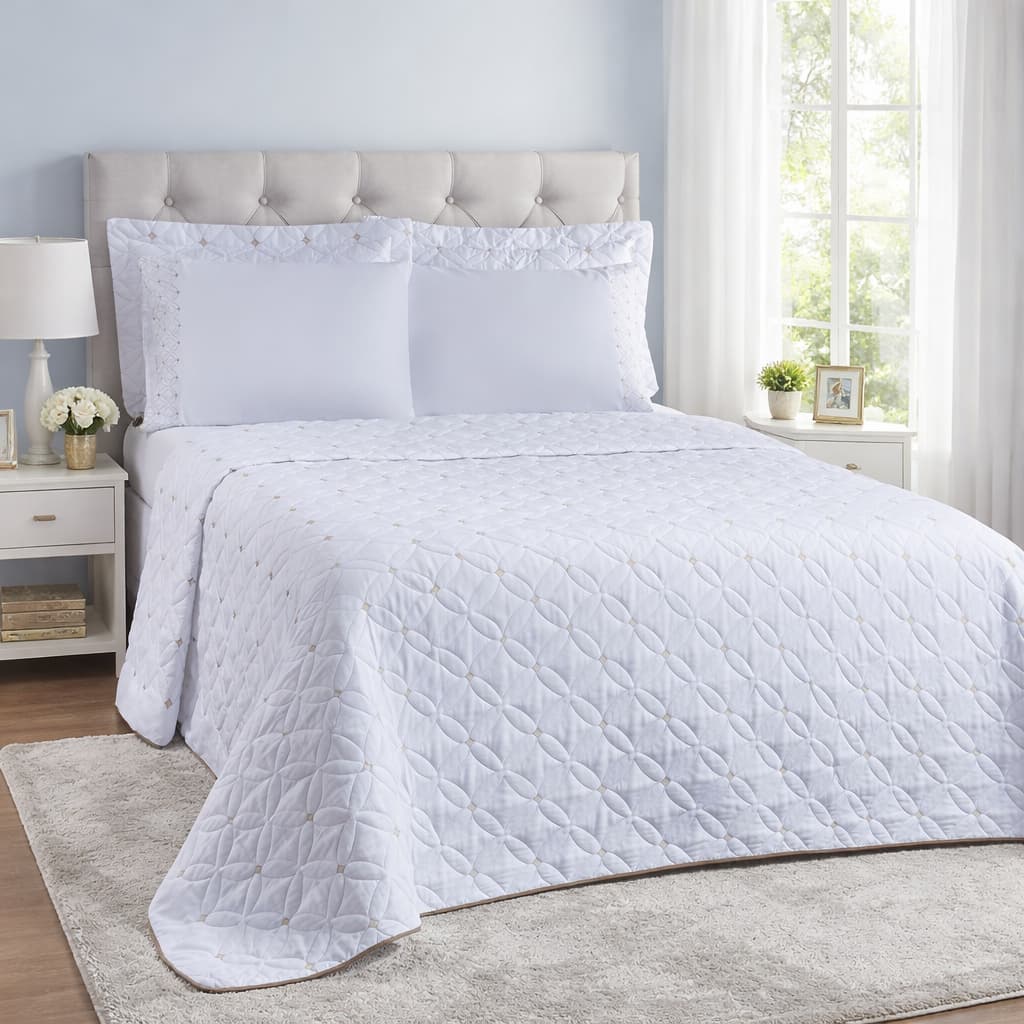 Roupa De Cama Cobre Leito Casal 6 Peças Percal 200 Fios Ideale