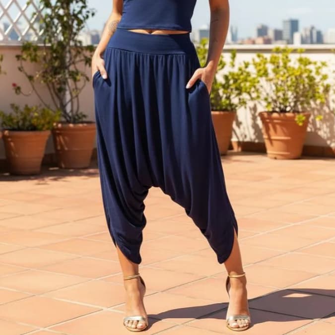 Calça Feminina Larga Estilo Aladim Com Bolso - Várias Cores