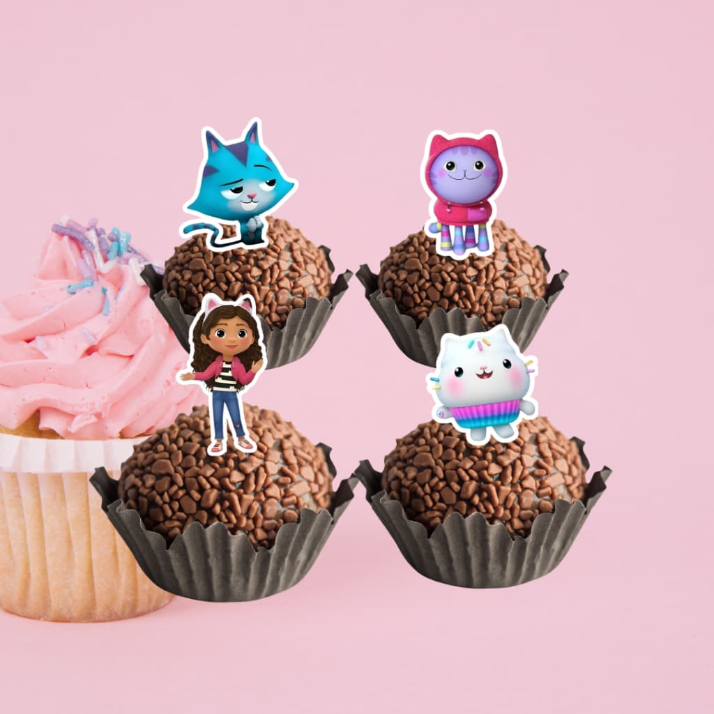 Tag para Docinho Casa Mágica da Gabby– Topper Brigadeiro Festa Infantil