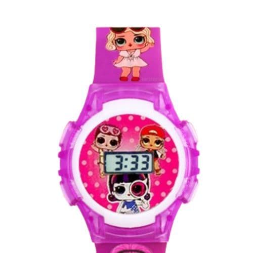 Relógio Infantil Rosa Digital com LED –