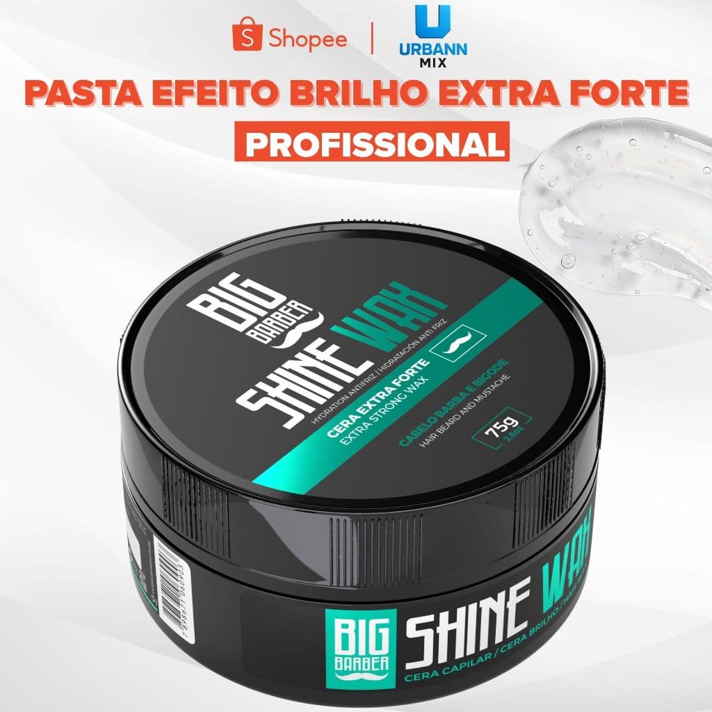 Pasta Capilar Shine Wax Big Barber 75g Efeito Brilho Profissional