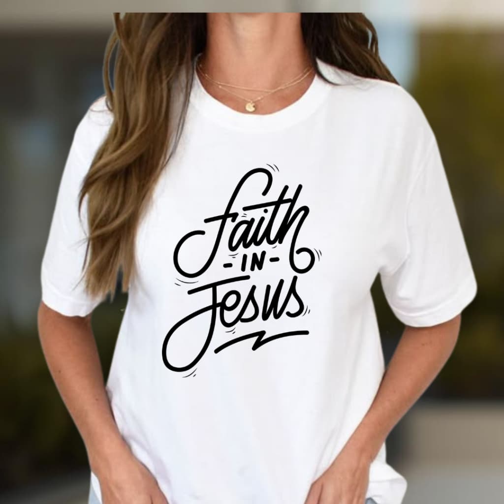 Camiseta Moda Feminina Fé Em Jesus Casual Gola Redonda Manda Curta Cristã
