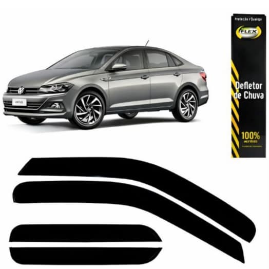 Super Calha de Chuva Defletor VW Virtus 2018 a 2025 4 Portas Fumê Acrílico Ecoflex