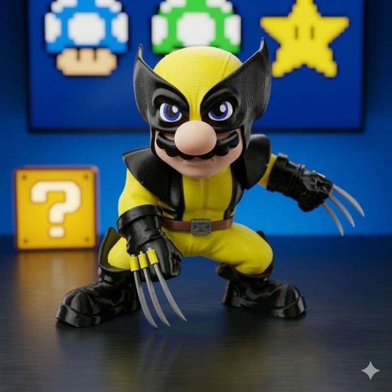 Action figure Super Mario Wolverine - Colecionável exclusivo